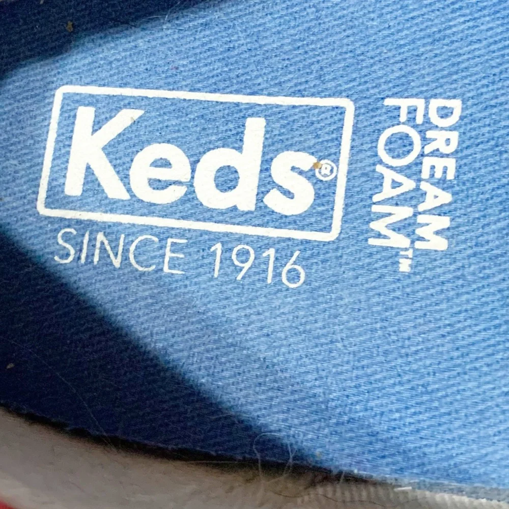 Keds Classic Champion Canvas Lace Up Sneakers White Outsoles and Soles Red 🟥